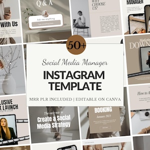 Social Media Manager Posts Instagram Templates Aesthetic Social Media Content Templates with PLR MRR Social Media Strategy Templates Canva