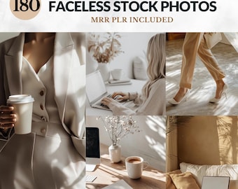 Beige Aesthetic Faceless Stock Photos: 180 PLR Images (Digital Download)