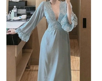 Luxurious handmade satin nightgown and pajama