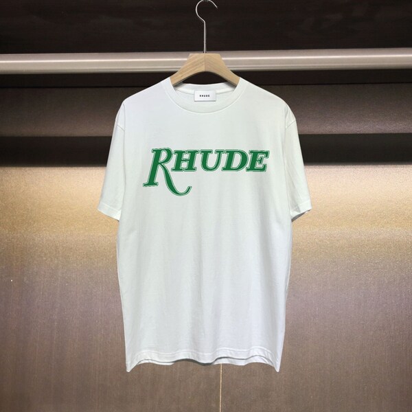 Rhude T-shirt, Rhude green letter printed graphic T-shirt, street casual T-shirt, unisex