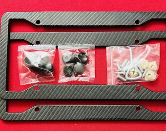 Carbon Fiber Look License Plate Frame with Hardware