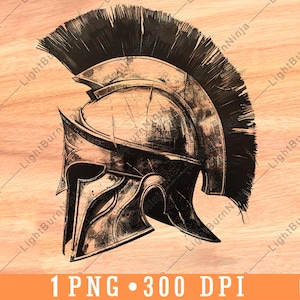 Casque de gladiateur de la Grèce antique, armure de guerrier spartiate, fichier laser, gravure en niveaux de gris, sous-bock en ardoise, image PNG noire et blanche, gravure sur bois, un