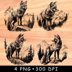 Fox Mountain Coyote Wilder Hund Vulpes Mammal Jagen schlaue Wildtiere Laser File Brennen Graustufen Schiefer Untersetzer Schwarz Weiss PNG Bild Gravieren Cnc Holz