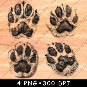 Huella de pata de perro, cachorro peludo y esponjoso, mascota de compañía, homenaje conmemorativo, archivo láser, escala de grises, posavasos de pizarra, imagen PNG en blanco y negro, grabado en madera CNC