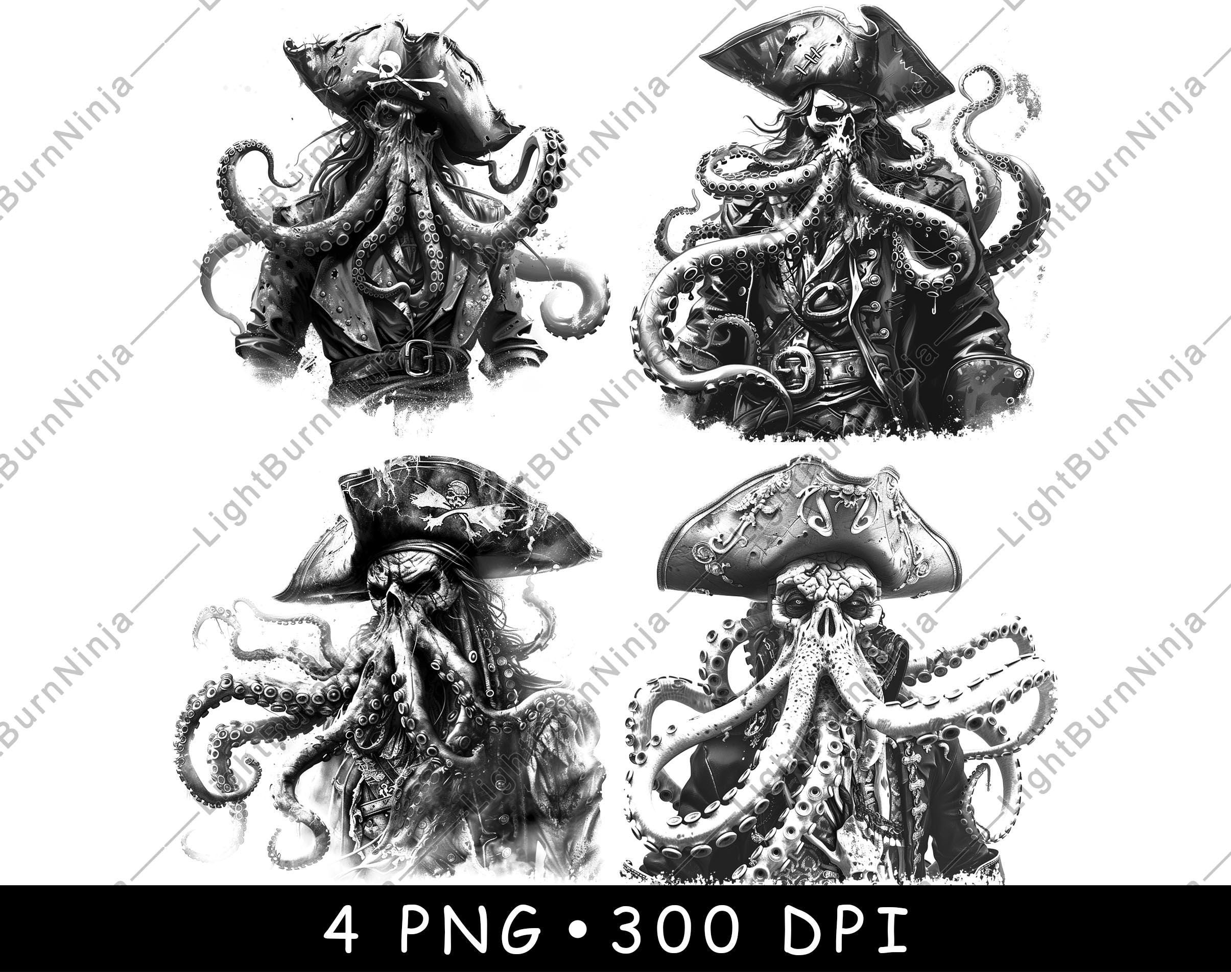 Pirate Captain Octopus Tentacles Hybrid Sea Anthropomorphic Laser