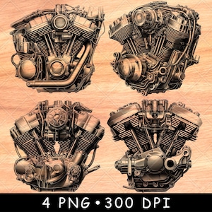 Gros vélo moteur V bicylindre moto automobile Machine fichier laser gravure en niveaux de gris ardoise dessous de verre image PNG noire et blanche graver du bois cnc