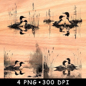 Duikersmoeras Watervogels Water Eend Wilde dieren Gans Dieren Laserbestand branden Grijstinten leisteen onderzetter zwart wit PNG-afbeelding graveren CNC hout