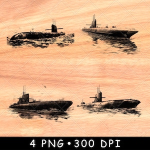 Submarine PNG | Military Navy Submarine Laser Engraving File | Nautical Digital Design for Veteran Gifts, Wood Signs & Ocean Decor