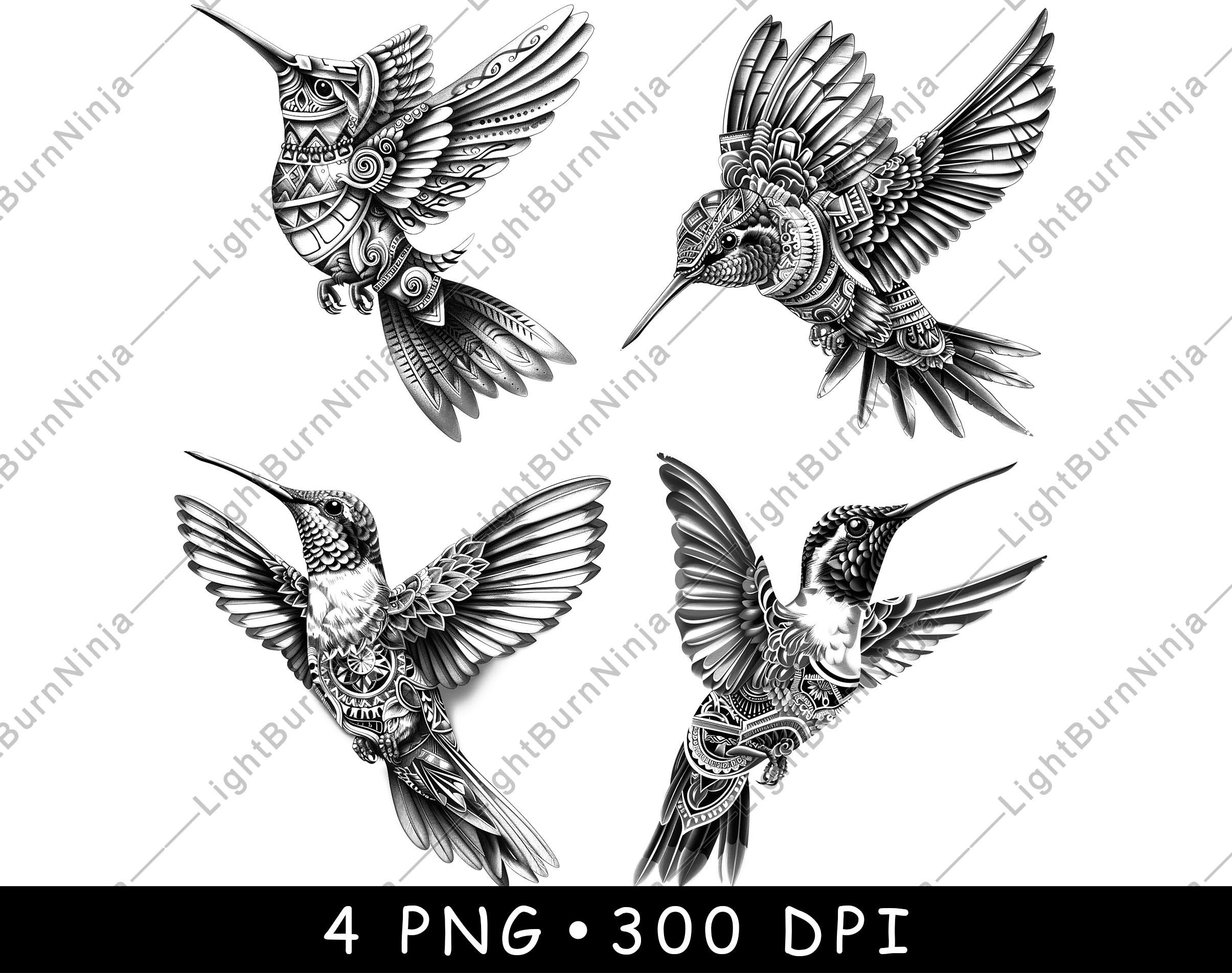 Hummingbird Traditional Mayan Patterns Tribal Geometric Bird Laser