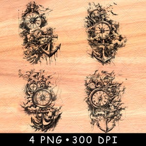 Bússola Âncora Navio Marinheiro Ondas do Oceano Náutico Arte Marítima Laser Arquivo Queimar Escala de Cinza Ardósia Coaster Preto Branco Imagem PNG Gravar Cnc Madeira