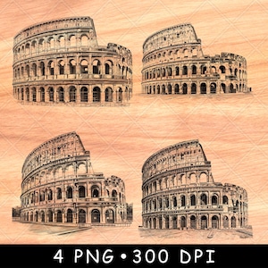 Colosseum Rome PNG for Laser Engraving | Ancient Roman Landmark Clipart for Wood Signs, Travel Wall Art, CNC, Glowforge Crafts