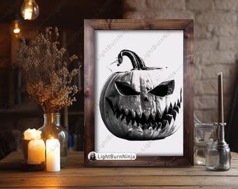 Scary Jack O Lantern PNG Bundle, Evil Pumpkin Laser Engraving