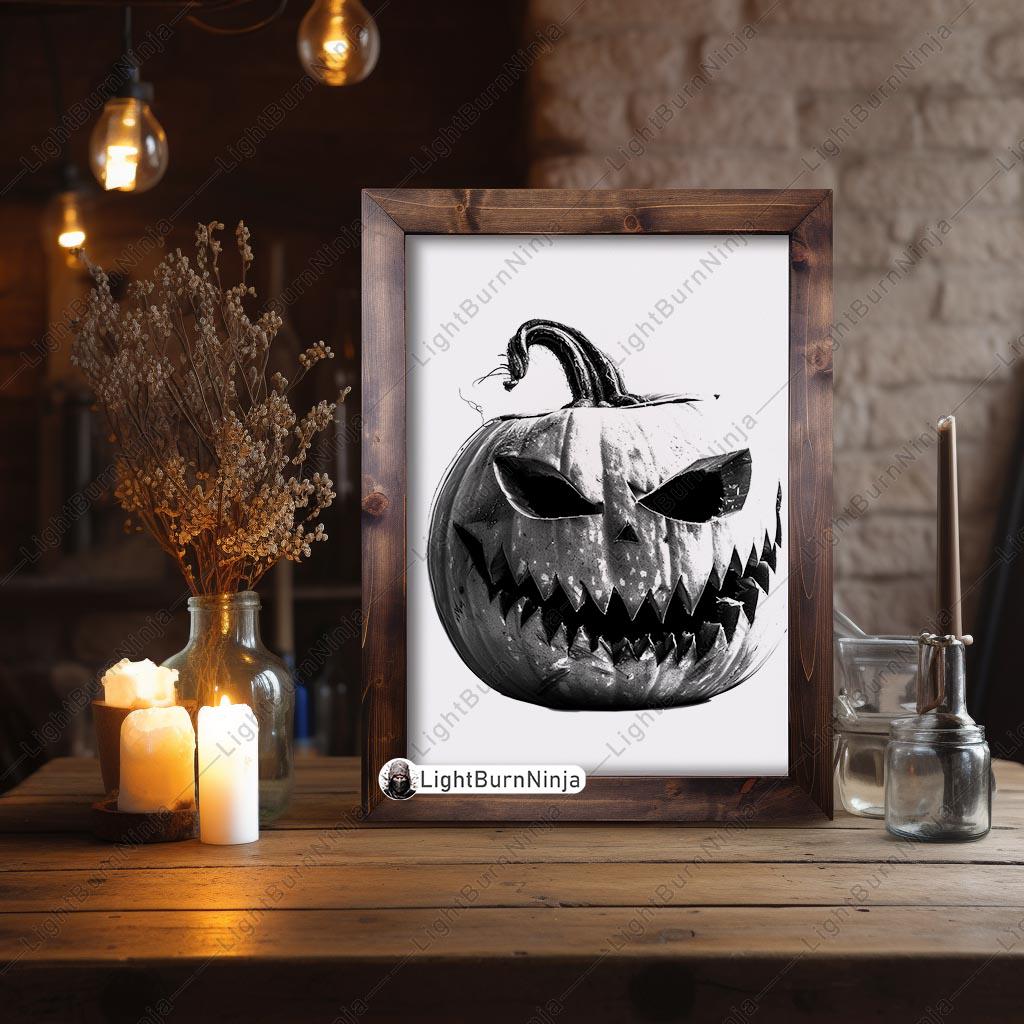 Scary Jack O Lantern PNG Bundle, Evil Pumpkin Laser Engraving