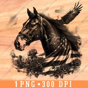 Cheval, pygargue à tête blanche, drapeau américain, patriotisme, rose, fleur, liberté, fichier laser, gravure en niveaux de gris, ardoise, caboteur, noir blanc, PNG, image, graver, bois, cnc