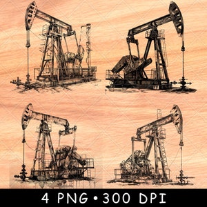 Oil Pump Jack PNG for Laser Engraving | Industrial Oil Rig Clipart for Wood Signs, Western Decor, CNC, Glowforge, Man Cave Art