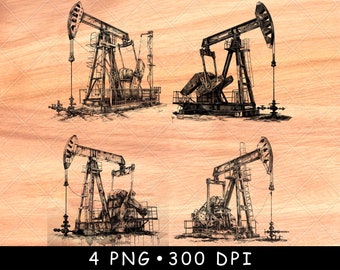 Oil Pump Jack PNG for Laser Engraving | Industrial Oil Rig Clipart for Wood Signs, Western Decor, CNC, Glowforge, Man Cave Art
