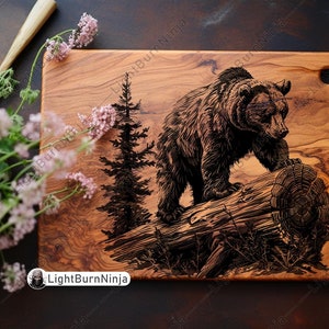 Grizzly Bear Log Forest Scene Wild Animal Wildlife Scene Laser File ...