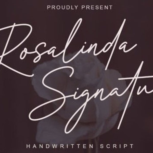 Rosalinda Signature Font, Monoline Font, Calligraphy Font, Wedding Font, Retro Font, Handwritten Font, Cricut Font, Casual Font, Thin Font