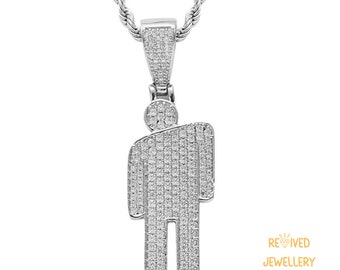Billie Eilish Necklace, Silver Necklace, Diamond Necklace, Hip Hop Necklace For Her For Mum, Music Fan Necklace