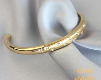 Gold Star Diamond Cuff Bracelet, For Mum, Mothers Day Present, For Sister, Multi colour diamond Waterproof comfortable