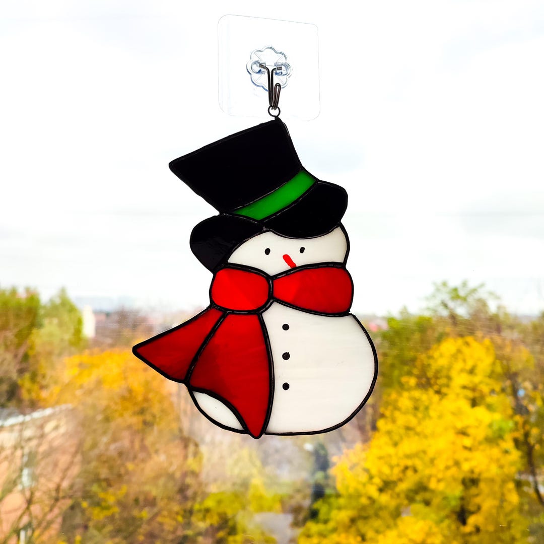 Stained Glass Snowman Christmas Ornament - Etsy