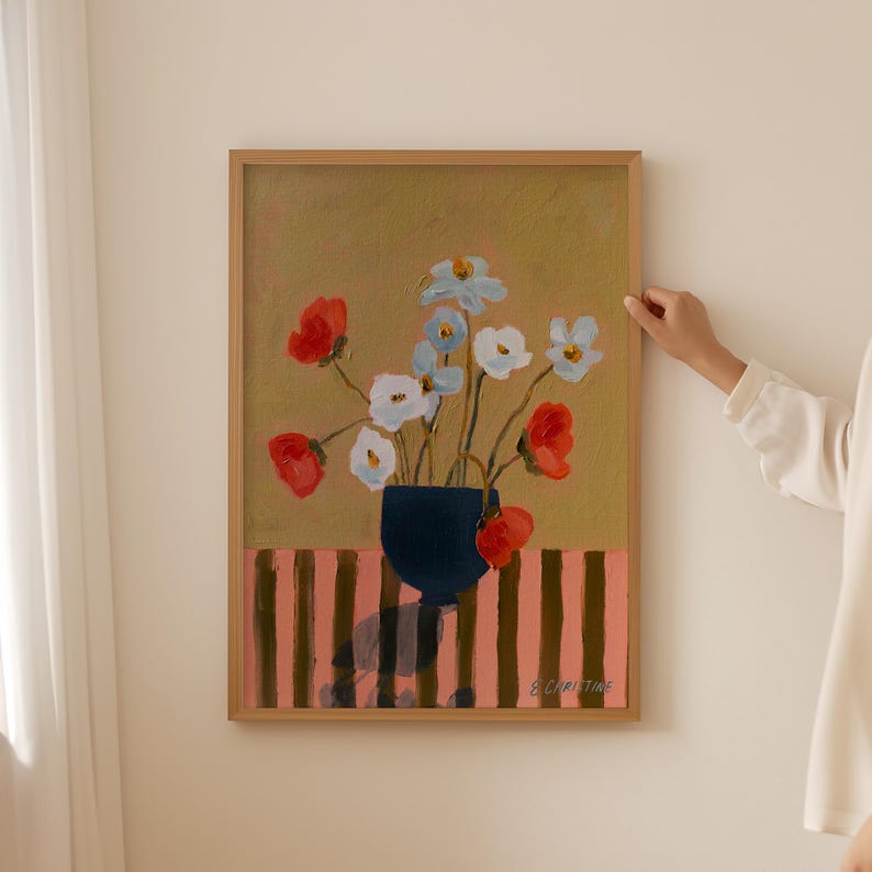 Flora 01, Oil Painting by E. Christine | Borderless Fine Art Print