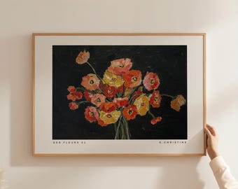 Des Fleurs 01, Oil Painting Print by E. Christine | Fine Art Print, Landscape Orientation