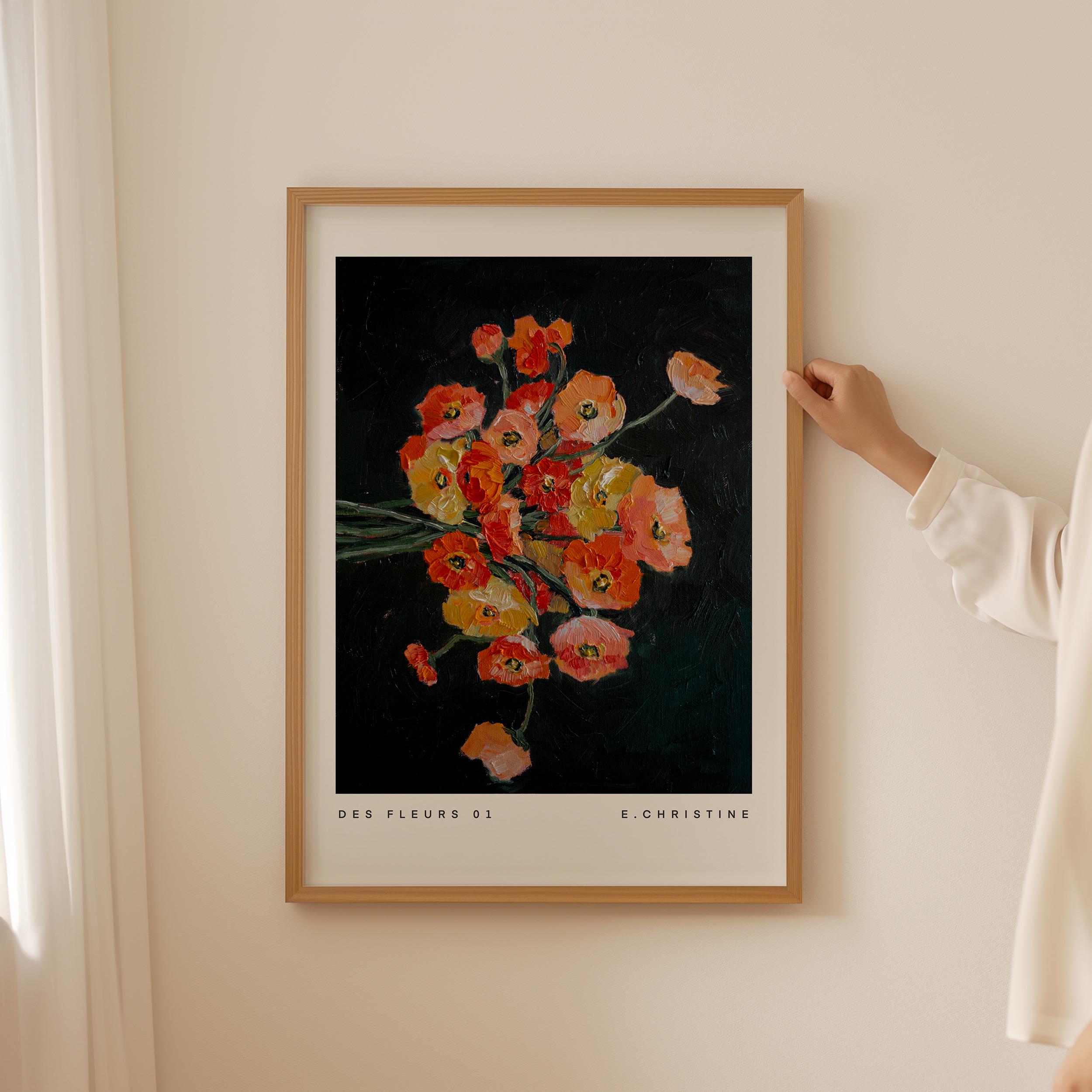 Des Fleurs 01, Oil Painting by E. Christine | Fine Art Print