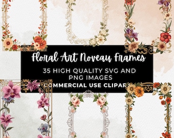 Floral Baroque Frame Clipart – Vintage Flower SVG & PNG Bundle