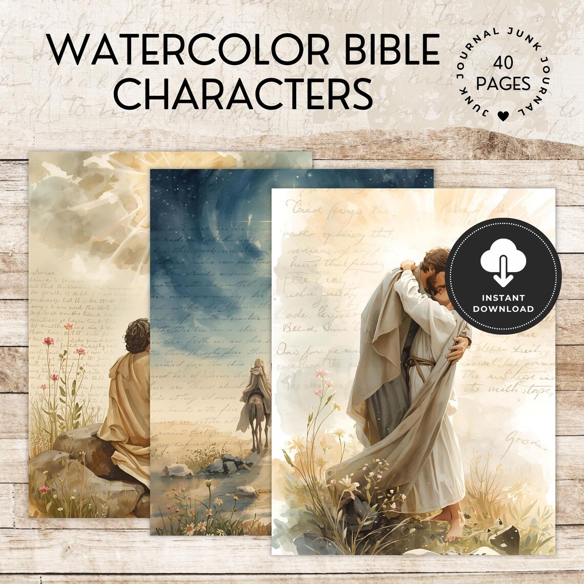 Scripture Watercolor Ice Watercolor Bible Character Art | A4 Printable Scripture (digital Papers ...