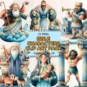 Bible Characters Clipart: Christian Illustrations for Sunday School (PNG Digital Download