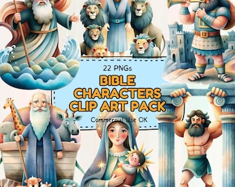 Bible Characters Clipart: Christian Illustrations for Sunday School (PNG Digital Download)