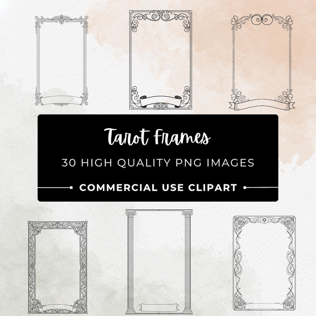 Vector Tarot Frame Tarot Card Frame Clipart Bundle – 30 Pngs, Vintage Ornate Tarot Borders ...