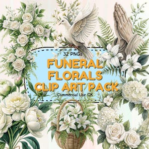 Herdenkingsbloemenbundel | 32 png-begrafenisbloemen | Digitale clipart
