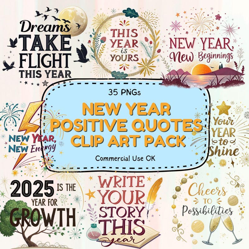 New Year Clip Art - Etsy