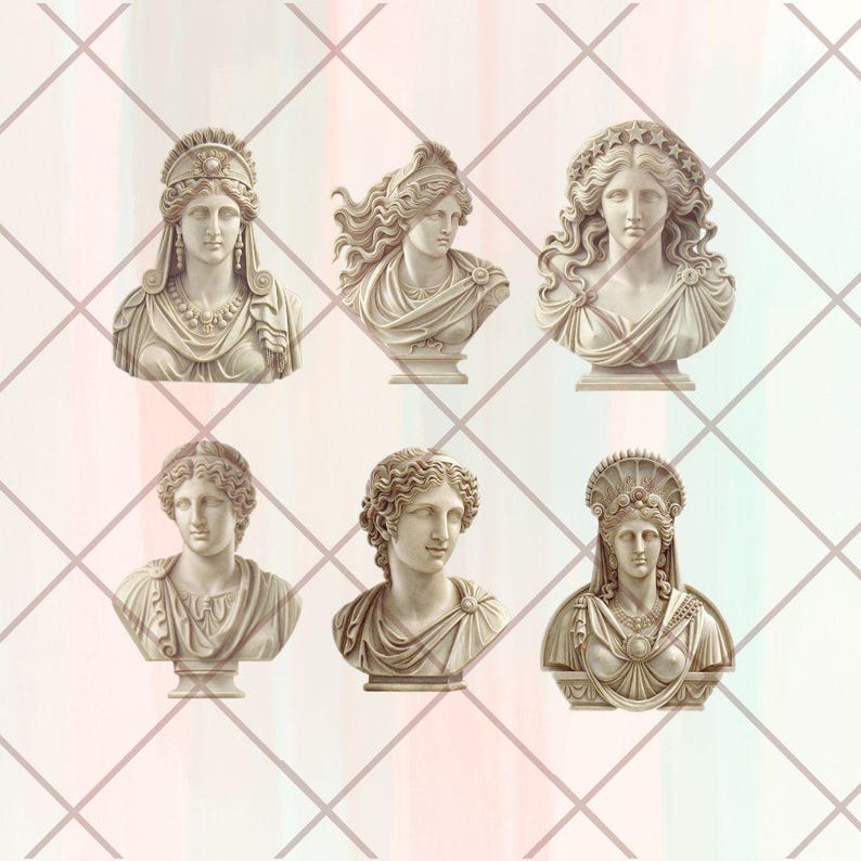 27 Greek Marble Bust Sculpture PNG Bundle, Classical Greek Statue ...