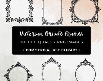 Vintage verzierte Rahmen PNG Bundle, antike dekorative Bordüren Clipart, barocke quadratische ovale Rahmen, transparente PNG, Hochzeitsdesign 30 PNG