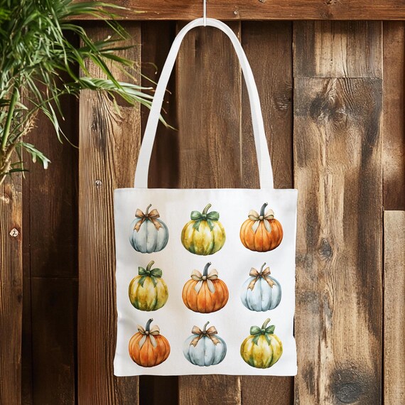 Pumpkin Bow Tote Bag Thanksgiving Accessories Boho Gift for Her