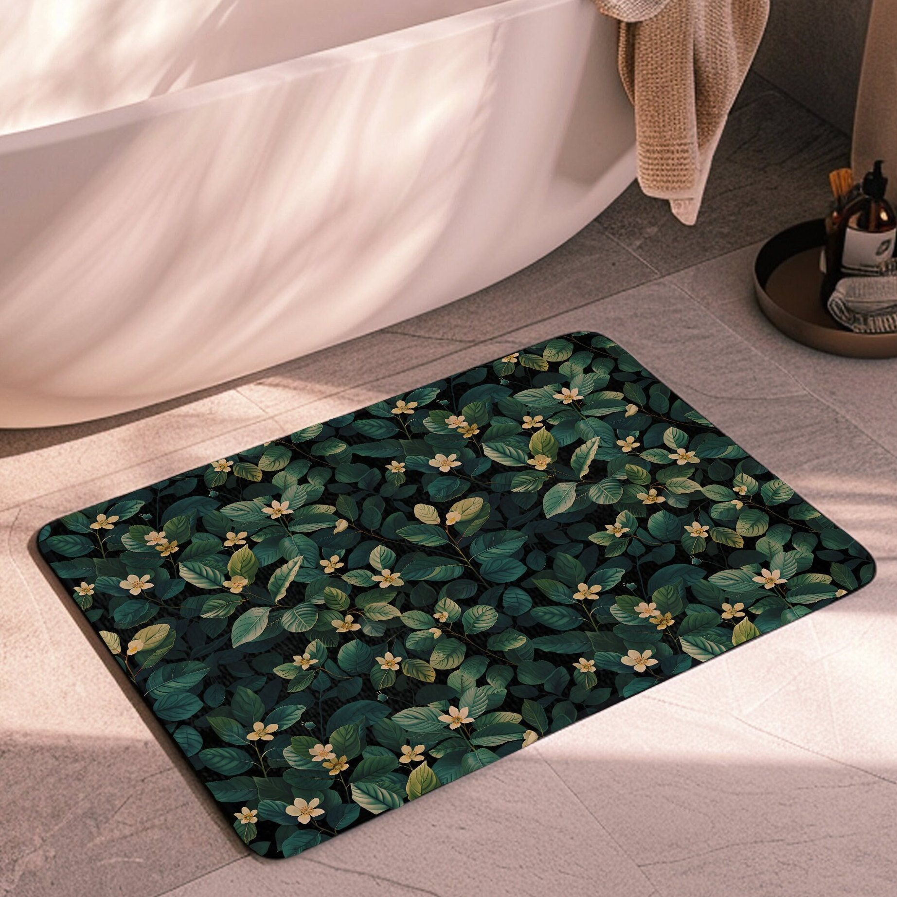 Cottagecore Bath Mat Green Shower Mat Farmhouse Decor Art Nouveau Bath ...