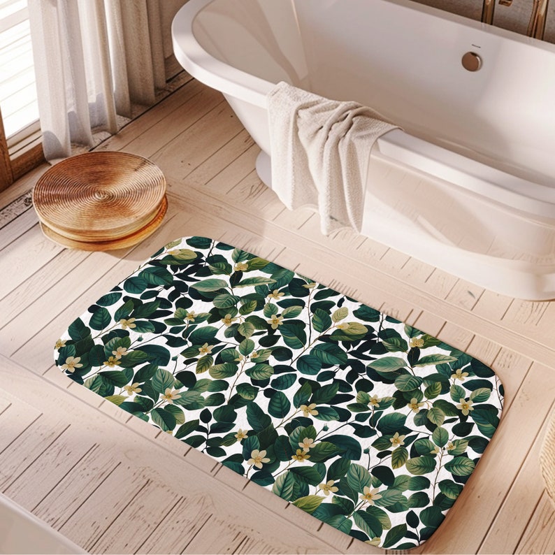 Cottagecore Bath Mat Green Shower Mat Farmhouse Decor Art Nouveau Bath ...