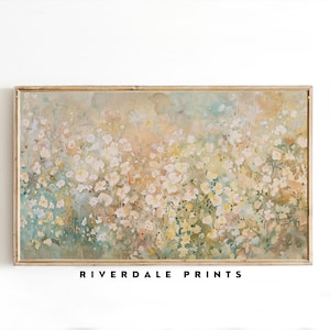 Abstract summer flower painting for TV, colorful spring TV art, vintage style wildflower watercolor painting, Easter screensaver, TV-134