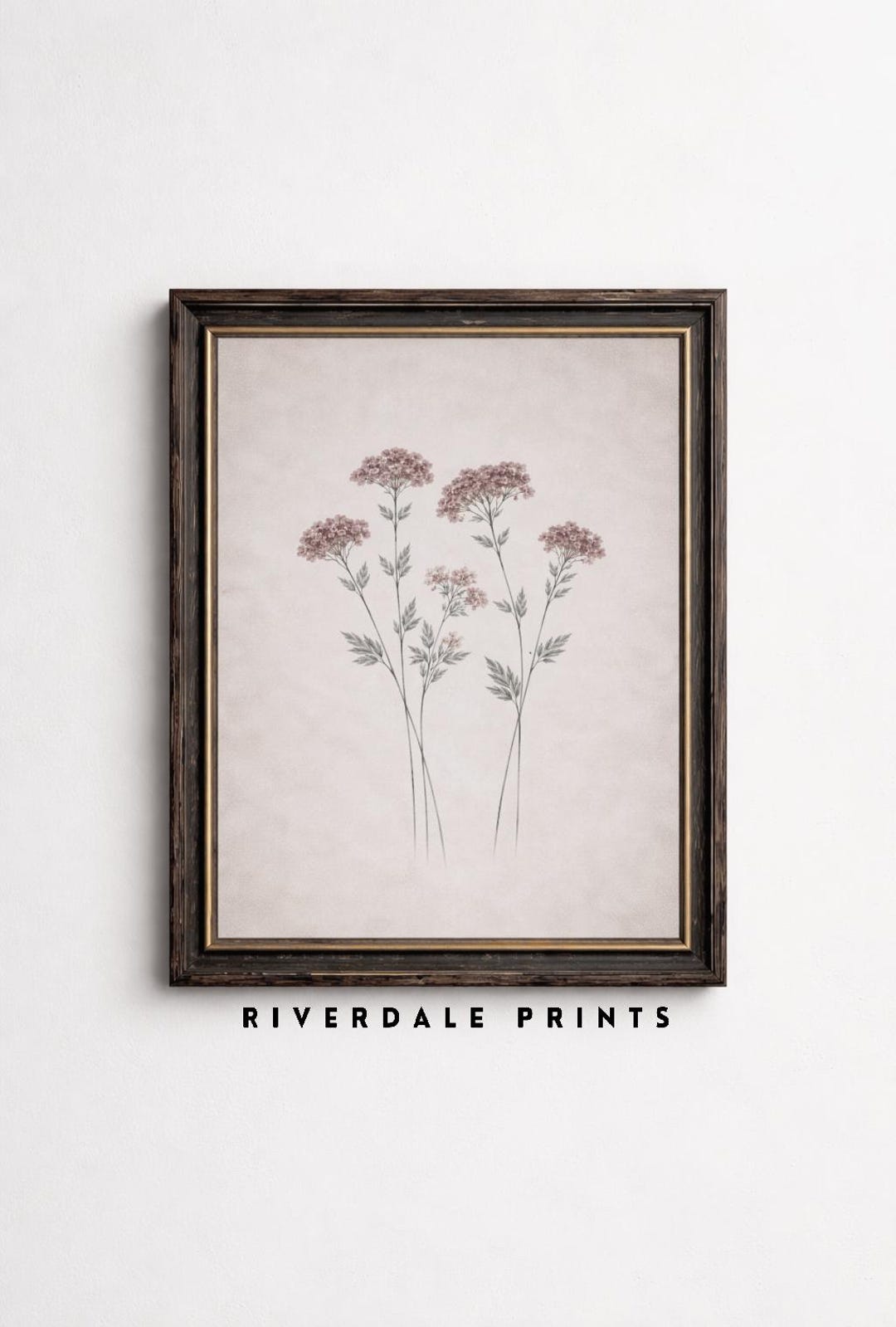 Vintage Wildflower Wall Art Printable, Dusty Rose Neutral Botanical ...