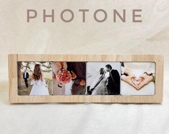 Wooden Frame with metal photo magnets_ available to switch other photo magnets(ONLY PHOTONE'S) 4 pieces 50x50mm