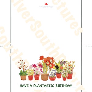 Rote Geburtstagskarte für Pflanzenliebhaber, druckbare Grußkarten, digitales Blumendesign Aquarell, Tulpen und Mohnblumen Art Wanddeko Bild 2