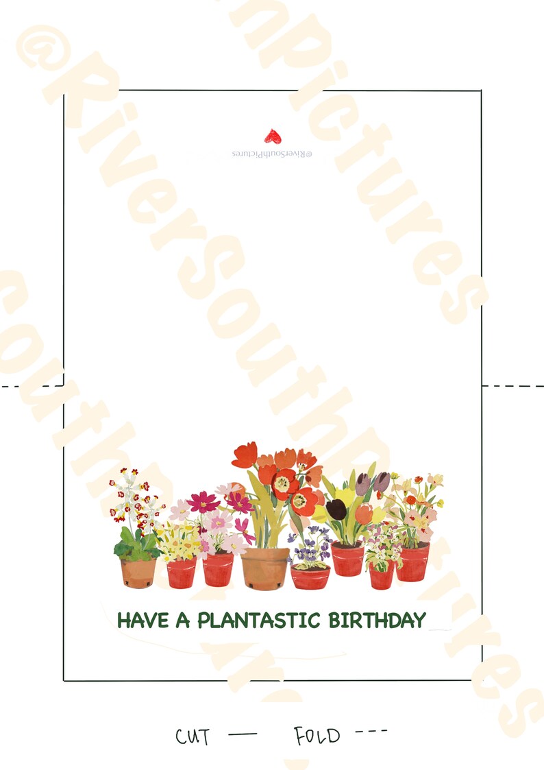 Rote Geburtstagskarte für Pflanzenliebhaber, druckbare Grußkarten, digitales Blumendesign Aquarell, Tulpen und Mohnblumen Art Wanddeko Bild 2