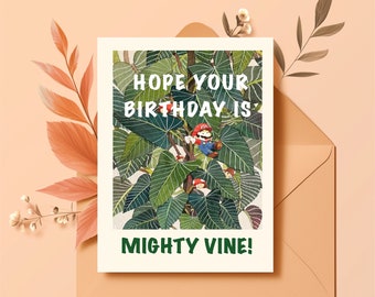 Hope Your Birthday ist Mighty Vine, Kindergeburtstag, Retro Gamer Geburtstag, Nintendo, Super Mario, druckbare Grußkarten, Geschenk, individuell