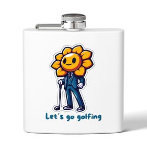 Golf-Themed Stainless Steel Flask, Perfect Gift for Golfers, Lets Go Golfing Design, Ideal for Outdoor Events, Fun Tee Time Drinkware,