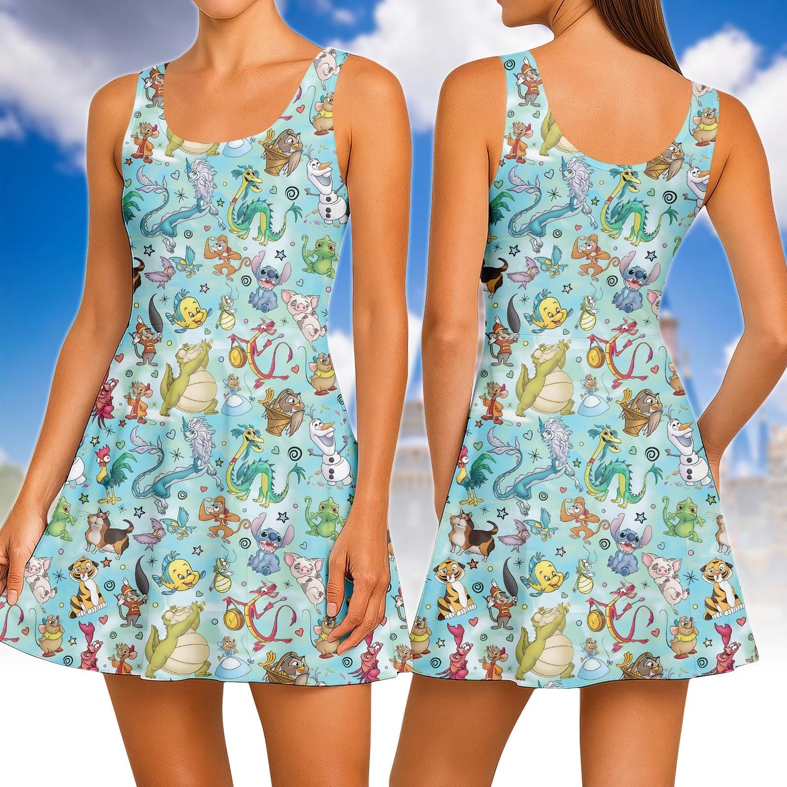 Discover Disney Pixar Characters Dress For Women, Walt Disney World Skater Dress, Disneyland Trip Summer Dress For Kids