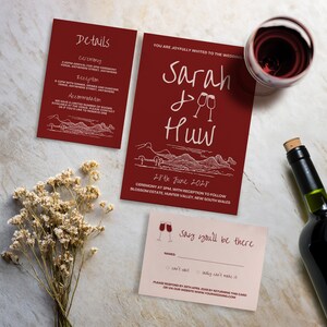 Wine Country Wedding Invitation Suite: Editable Canva Template (Digital Download)