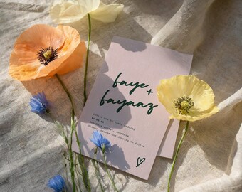 Minimalist Editable Wedding Invite Suite · Digital Wedding Invitation · Cross My Heart Design · Editable Canva Template · Blush & Olive